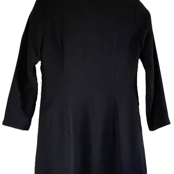 Mica Woman Black Coat Size 4 Shell 100% Polyester Lining 100% Acetate - L 35" - Picture 2 of 6